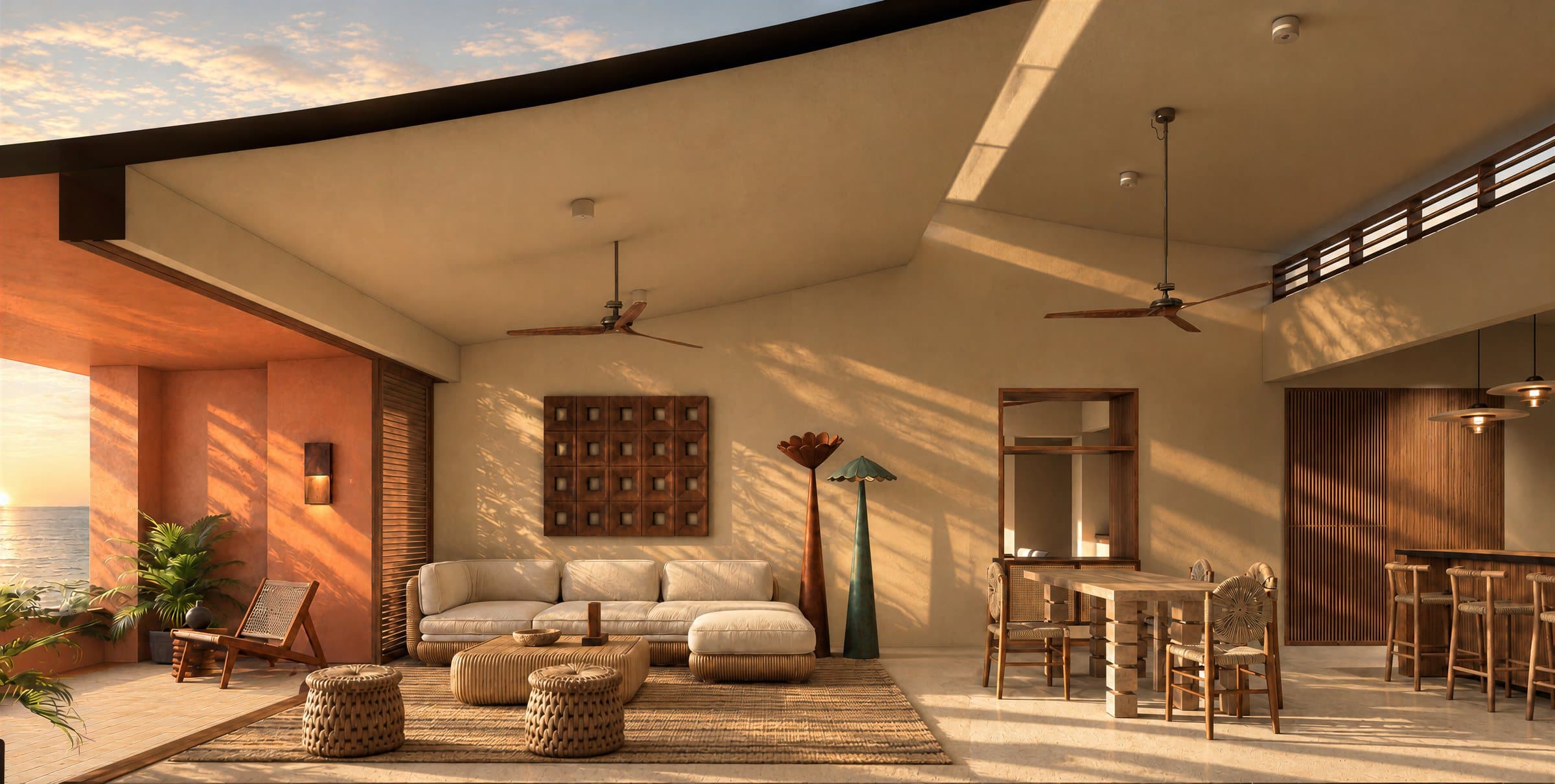 A Villas Pacífico penthouse, living and dining room