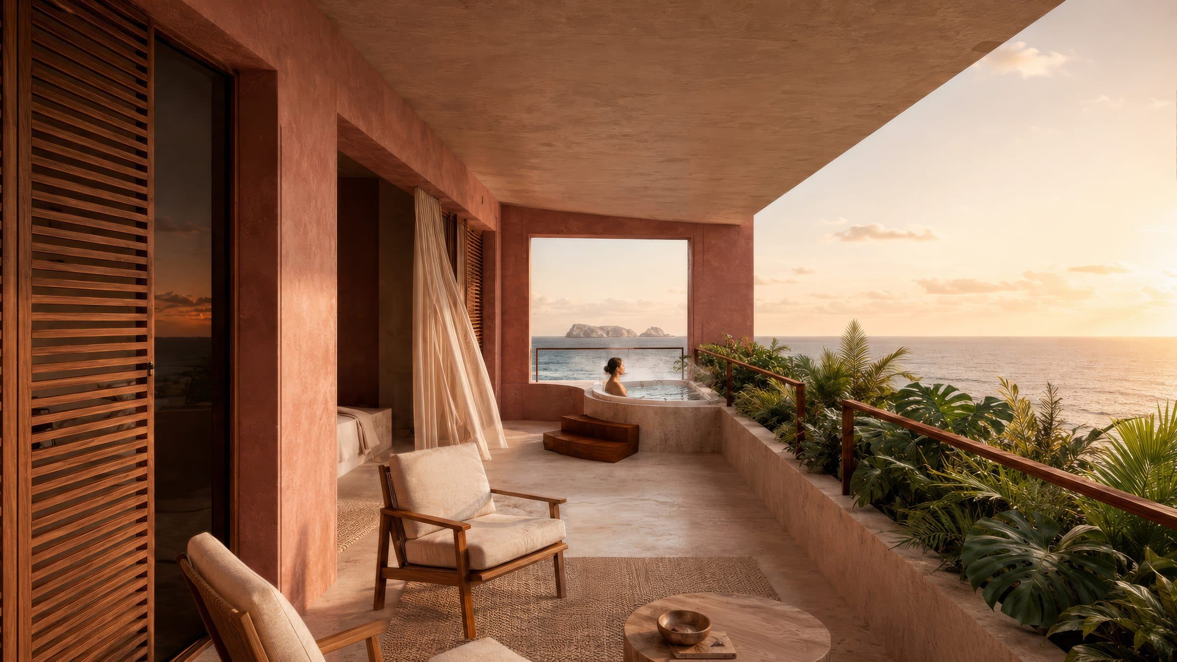 Villas Pacífico terrace facing the ocean