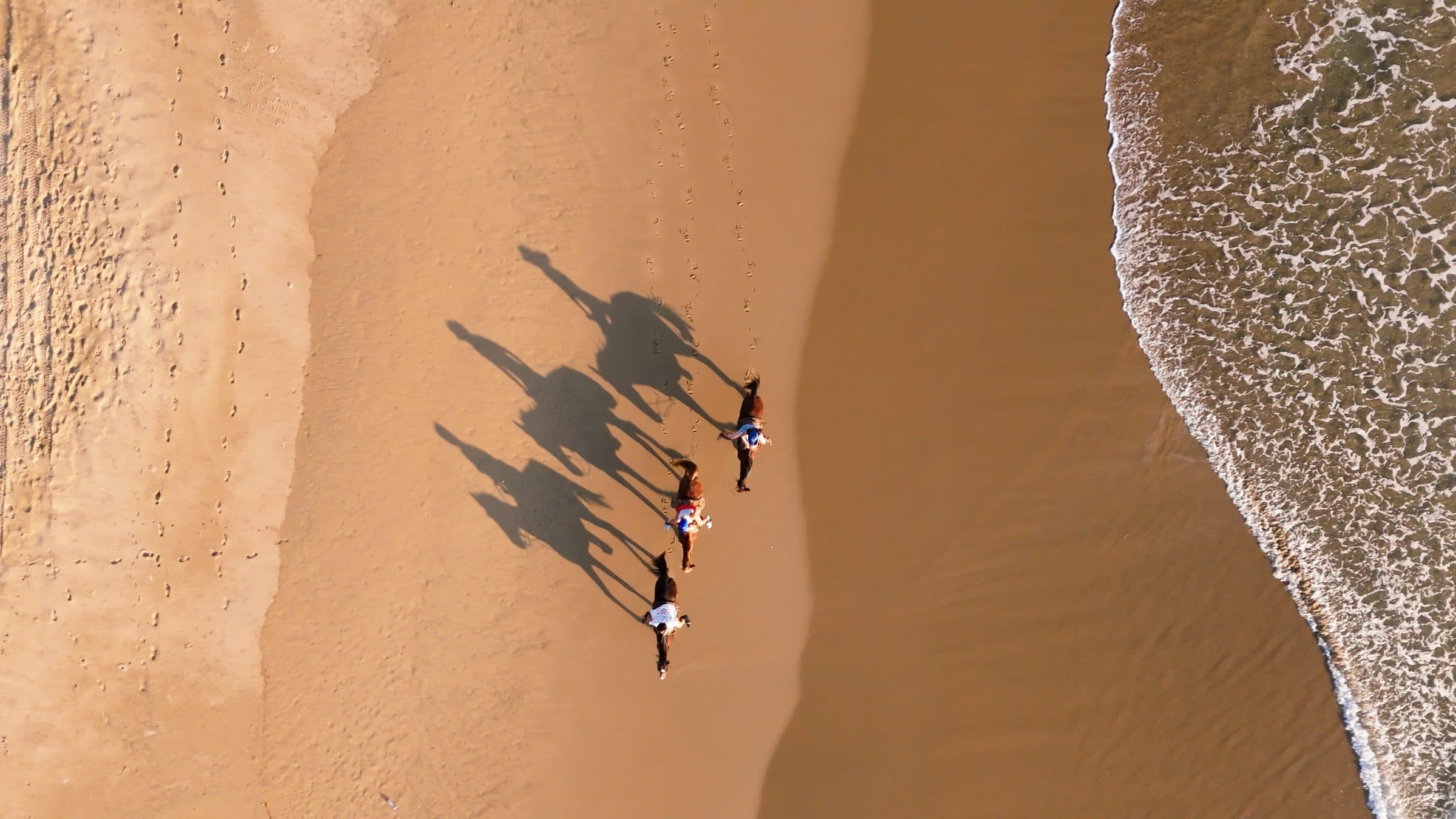 Riders on Playa Larga, from above