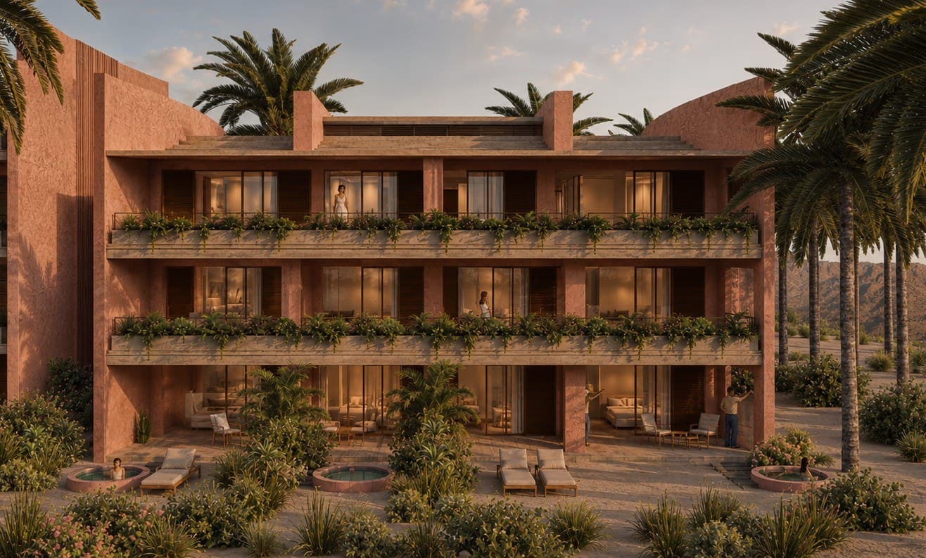 Villas Pacífico, Tower A: the beachfront facade