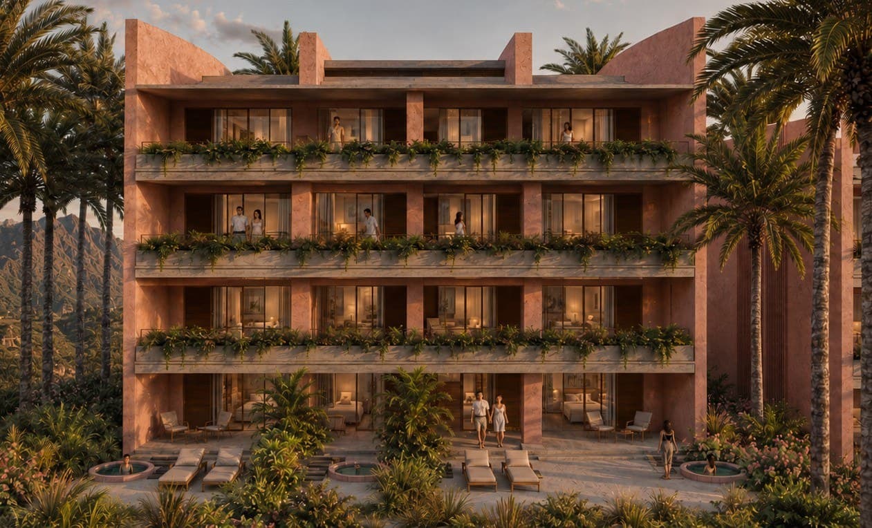 Villas Pacífico, Tower B: the beachfront facade