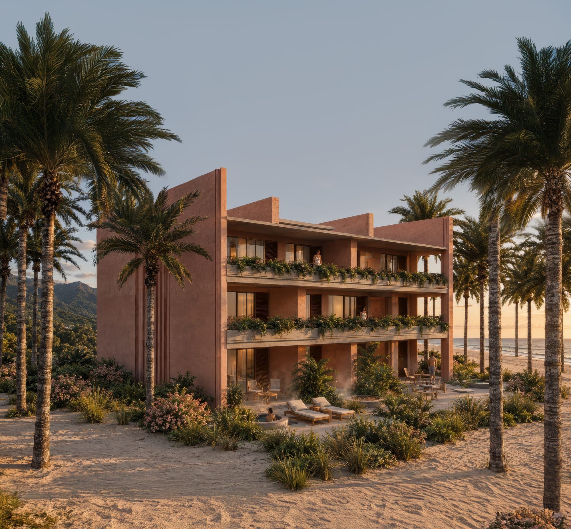 Villas Pacífico among the palms